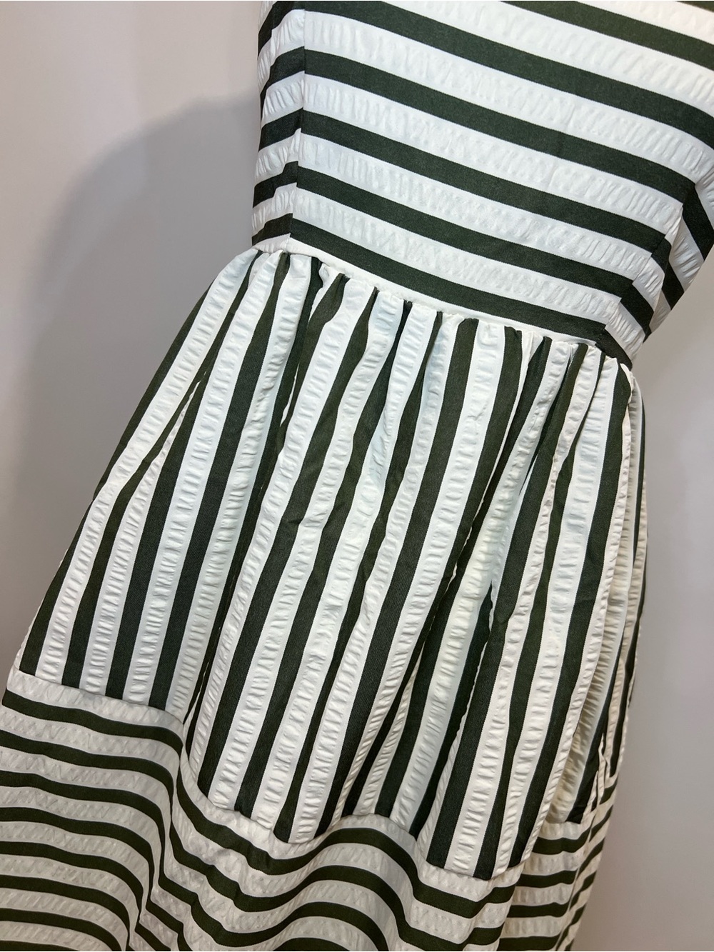 Lulus Yamila Olive Striped Textured Cutout Mini Dress Green - Size M - Picture 3 of 5